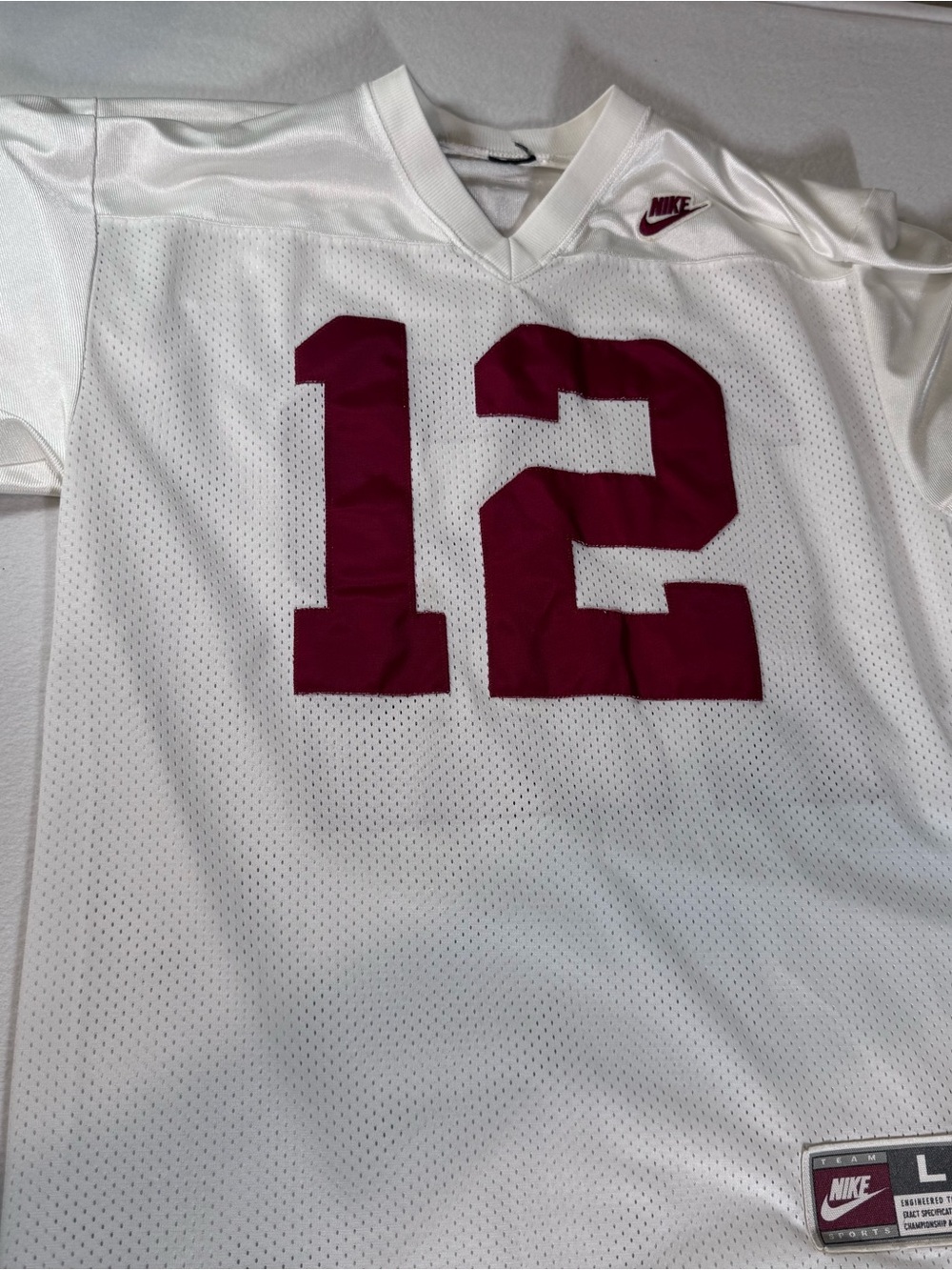 Nike White Football Jersey with Maroon Number 12 & STABLER - Picture 2 of 3